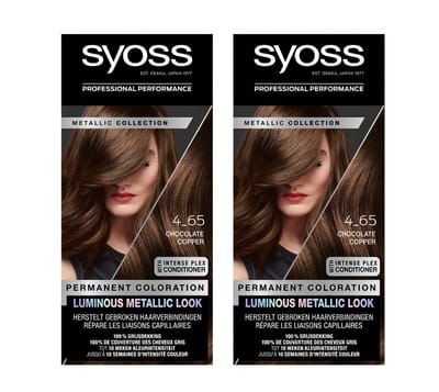 SYOSS Metallics 4-65 - Chocolate Copper - Permanente Haarverf - Haarkleuring - Grijsdekking - Voordeelverpakking - 2 Stuks