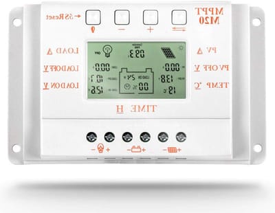 Zonne Laadregelaar - MPPT Controller - Energie Beheer - Automatische Spanning Detectie - 20A 12V/24V - Rookgrijs