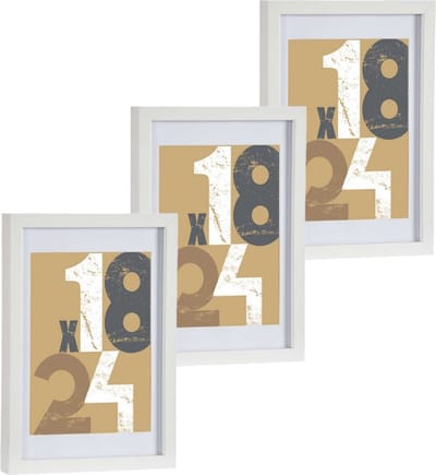3x stuks houten fotolijst - wit - 21 x 30 cm - fotolijstje - met passe-partout - decoratie