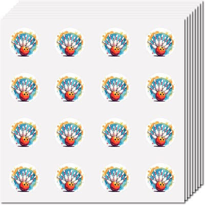 128 Stuks Bowling Stickers - Waterdicht, Zelfklevend & Ronde Cartoon Stippen - Voor Sportplanners, Helmen, Scrapbooking, Kalenders & Waterflessen - 2.5 cm