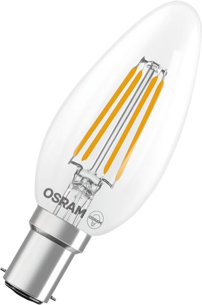 OSRAM LED-lamp Ster kaarsvorm B40 filament, 2700 K warm wit, 3,4 W, B15d, helder, 470 lm, 15.000 h, voor kroonluchters en decoratieve armaturen