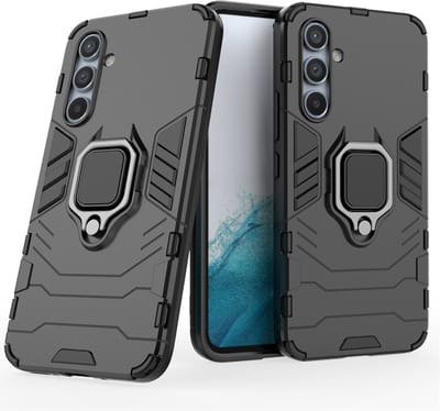 MobyDefend Hoesje - Geschikt voor Samsung Galaxy A54 - Dubbelgelaagde Pantsercase Met Standaard - Zwart