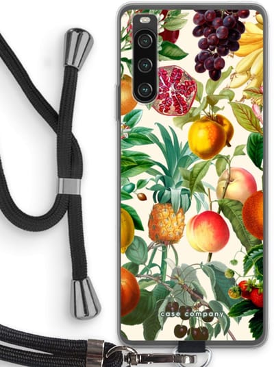 Case Company® - Hoesje met koord geschikt voor Sony Xperia 10 IV hoesje met Koord - Classic Flora - Telefoonhoesje met Zwart Koord - Bescherming aan alle Kanten en Over de Schermrand