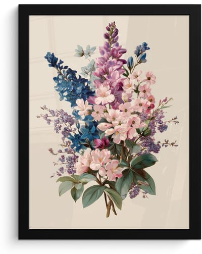 Poster in lijst - Fotolijst 30x40 cm - Posters - Boeket - Beige - Harmonieus - Subtiel - Posterlijst zwart - Decoratie - Wanddecoratie woonkamer - Muurdecoratie slaapkamer