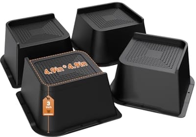 Bedverhogers 3 inch Heavy Duty - Tot 6000 lbs L-vormige meubelverhogers voor bank, bureau en tafel (zwart, 4 stuks)