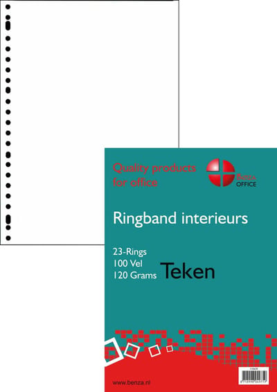 Benza - Ringband interieur A4 - Tekenpapier 120 Gram - 23 ringen - 100 vel