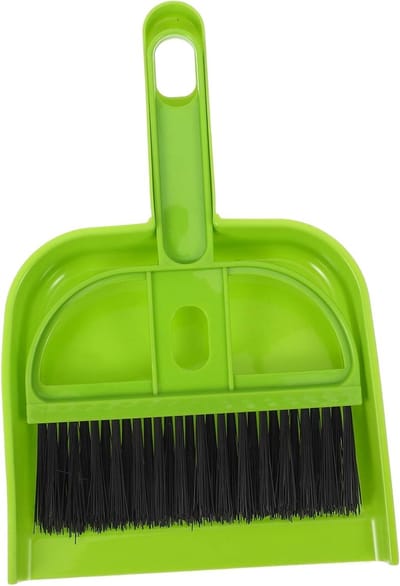 Mini Bezem Stoffer Set - Handveger Blik - Precisie Reiniging - Geïntegreerde Opbergruimte - 18.50x12.50x2.50cm - Groen