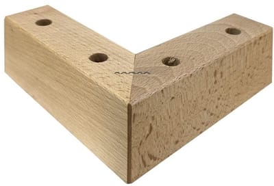 Meubelpoot hoek 18 bij 18 cm en hoogte 6 cm van massief hout - Set van 4 stuks