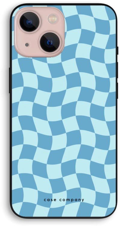 Case Company® - Hoesje geschikt voor iPhone 13 mini hoesje - Grid Blauw - Biologisch Afbreekbaar Telefoonhoesje - Bescherming alle Kanten en Schermrand