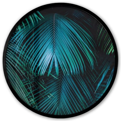 Poster in lijst Rond - Fotolijst 40x40 cm - Posters - Tropical - Jungle - Bladeren - Groen - Ronde posterlijst zwart - Decoratie - Wanddecoratie woonkamer - Muurdecoratie slaapkamer