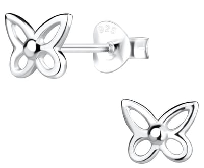 Joy|S - Zilveren vlinder oorbellen - 7 x 6 mm
