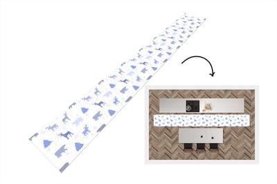 Keukenloper - Keukenmat - Hert - Patroon - Sneeuw - 400x50 cm - Keuken vloerkleed