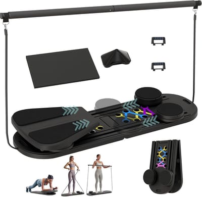 Pilatesbord Set - Thuis Reformer - Complete Thuistraining - 6-in-1 Functionaliteit - 978 x 368 cm - Zwart