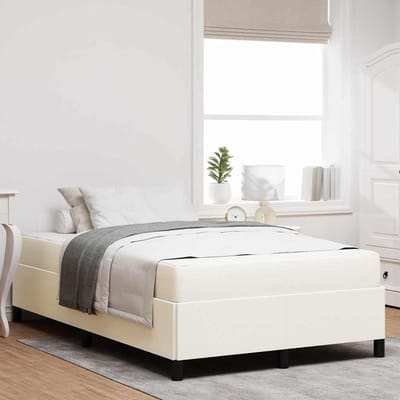 vidaXL - Bedframe - met - matras - Crème - 120 - x - 190 - cm - Stof