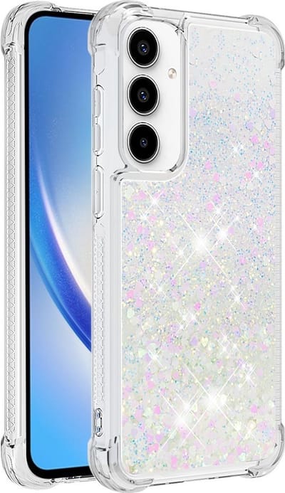 Coverup Hoesje - Geschikt voor Samsung Galaxy A55 Hoesje - Coverup Liquid Glitter Back Cover - Wit