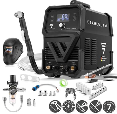 STAHLWERK plasmasnijder CUT 80 P Digital volledig uitgerust | 80 A inverter plasmasnijder | HF pilootontsteking | digitale display | THC interface voor CNC | snijcapaciteit tot 25 mm | plasmasnijder met 2T/4T functie