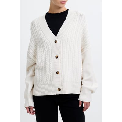 French Connection Babysoft Cable Knit Cardigan Classic Cream Maat: XS | Jassen Outlet | Dames | Wit