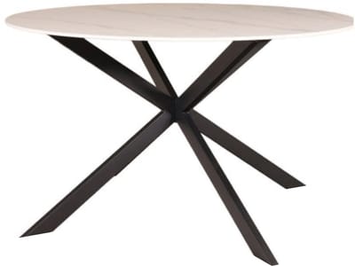 Eettafel rond 130cm Jenna marmerlook wit ronde tafel steen
