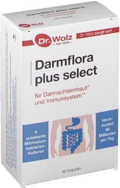 Dr. Wolz Darmflora Plus Select 80 caps | Darmslijmvlies en betere opname van voedingstoffen | 8 soorten melkzuur | Duits nr1 biotica supplementen