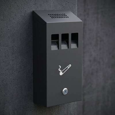 Cheqo® Wandasbak - Asbak voor Buiten - Buitenasbak - Muurasbak - Afsluitbaar met Slot en Sleutel - Wandmontage - Wandmodel - Peukenzuil - Sigarettenbak voor Buiten - Stormasbak - Weerbestendig - Hangend - voor Terras en Bedrijf