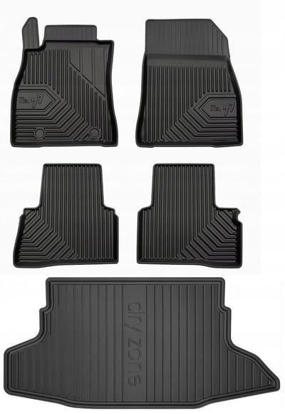 FROGUM 77 Set Automatten en Kofferbakmat - Geschikt voor NISSAN JUKE I (2010-2014) - Pre-facelift - TPE Rubber - Zwart