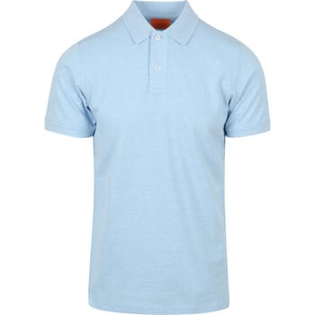 Suitable Mang Poloshirt Lichtblauw - Maat M - Heren - Polo shirt Heren met Korte mouw