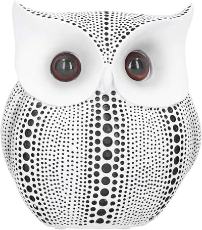 Uil Standbeeld - Decoratieve Beeldjes - Huis Decoratie - Handbeschilderd Hars - 15cm Hoog - Wit