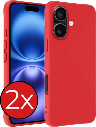 Hoesje - 2 Stuks - Geschikt voor Apple iPhone 16 - Sterk & Shockproof - Telefoonhoes - Back Cover - Case Siliconen - Telefoon Hoes - Rood
