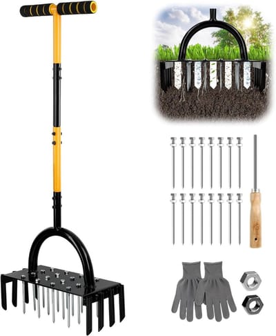 DailySupplies® Prikrol - Gazonbeluchter - Gras Beluchten - Gazon Beluchter - Zwart en Geel