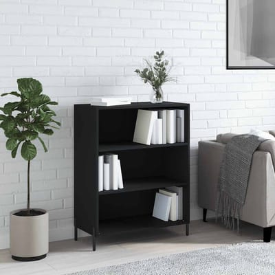 vidaXL - Boekenkast - 69,5x32,5x90 - cm - bewerkt - hout - zwart