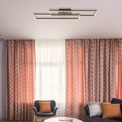 Globo Dakari LED plafondlamp, lengte 80 cm, zwart/donker hout