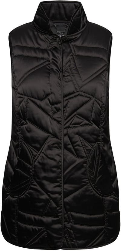 Ulla Popken - Dames - Doorgestikte bodywarmer ronde hals donzen look mouwloos - Zwart - Maat 42+