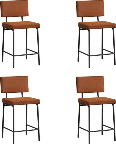 Bronx71® Industriële barkruk Espen cognac eco-leer 64-77 cm - Barkrukken set van 4 - barstoel