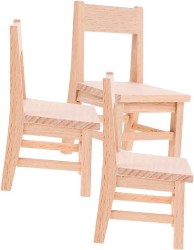 Mini Poppenstoelen - Meubelmodel Poppenhuis - Poppenhuis Decoratie - Realistisch Gedetailleerd - 3 Stuks - Khaki