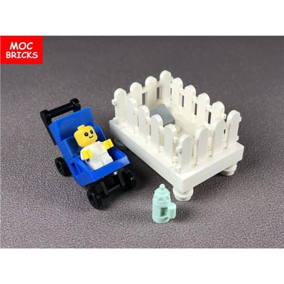 Kit MOC Stenen DIY Wieg Set Compacte Kinderwagen wieg figuur Leren-Gericht bouwstenen speelgoed ideaal voor KINDEREN Poppen Kerstcadeaus
