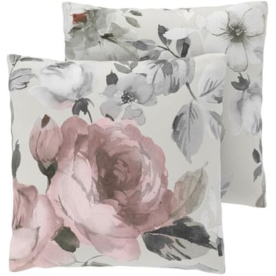 LIVARNO Renforcé kussenslopen, 2 stuks, 50 x 60 cm (Bloemen/grijs)