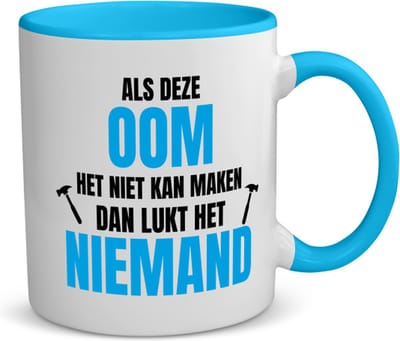 Akyol - als oom het niet kan koffiemok - theemok - blauw - Oom - een oom - verjaardagscadeau - cadeau voor oom - cadeau - kado - 350 ML inhoud