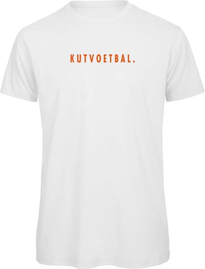 T-shirt wit XXL - oranje - Kutvoetbal. - soBAD.
