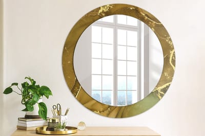 Coloray Bedrukte Spiegel - Metalen wervelingen Spiegel Met Bedrukte Lijst - 70 cm - Gouden Bedrukte Spiegel - Spiegel Met Bedrukte Lijst - Spiegel Met Decoratie - Spiegel Lijst Met Print