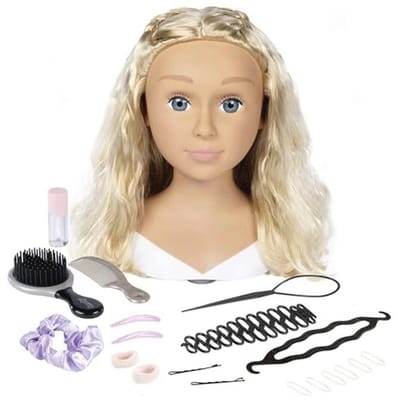 Smoby - My Beauty - Blonde Styling Head - Children's toys - 19 Accessories - Thermosensitive Makeup - Suction Cups - From 3 years old