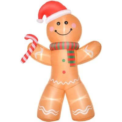 4goodz Opblaasbare kerstfiguur opblaasbare peperkoekman met led licht 240 cm