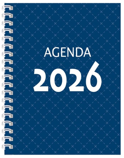 MGPcards - Agenda A5 2026 - Ringband - Spiraal - Flexibele kaft - Weekoverzicht - Donker blauw - 15 x 21 cm