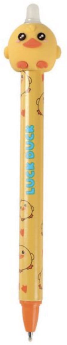 iTotal3D Erasable Pen 0.5mm “LUCK DUCK” Uitwisbare Balpen 2.5x14.5cm 15gr Pen in ABS and PVC Eraser in TPR (Blue ink)