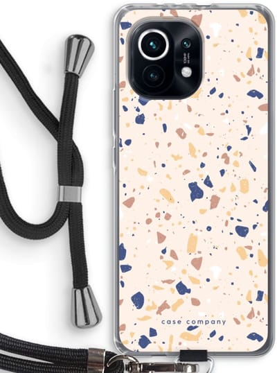Case Company® - Hoesje met koord geschikt voor Xiaomi Mi 11 hoesje met Koord - Terrazzo N°23 - Telefoonhoesje met Zwart Koord - Bescherming aan alle Kanten en Over de Schermrand