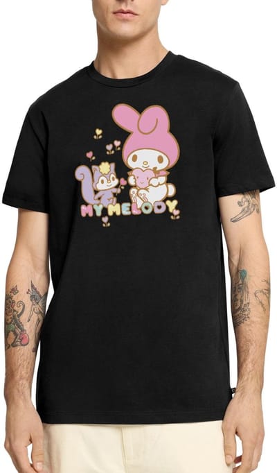 My Melody Plukt Hartbloemen Met Risu Premium T Shirt Heren