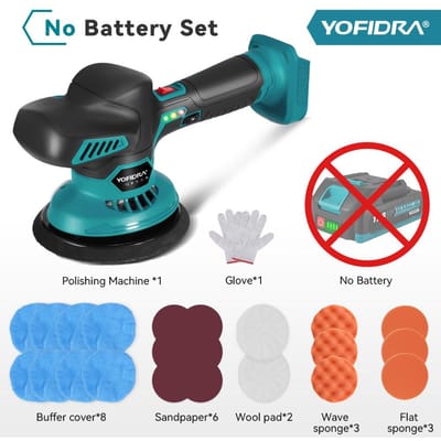 YOFIDRA 6 Versnellingen Autopoetsmachine 7000rpm Elektrisch Polijsten Automobiel Polijsten Sealen Glazuur Machine Roterend Gereedschap Voor 21V 18V Accu No Battery