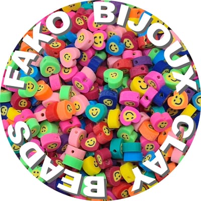 Fako Bijoux - 1000 Klei Kralen Hartjes Smiley / Emoji - Polymeer Kralen - Figuurkralen - Kleikralen - 9mm - 1000 Stuks - Bulk
