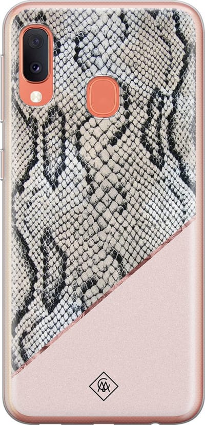 Casimoda® hoesje - Geschikt voor Samsung A20e - Snake Print - Backcover - Siliconen/TPU - Goudkleurig