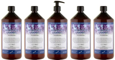 Bodylotion Lavendel 1 Liter - met gratis pomp - set van 5 stuks - Voordeelverpakking
