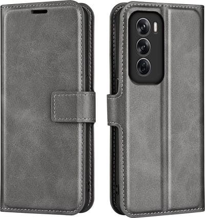 Coverup Hoesje - Geschikt voor OPPO Reno12 Pro Hoesje - Coverup Deluxe Book Case - Grijs